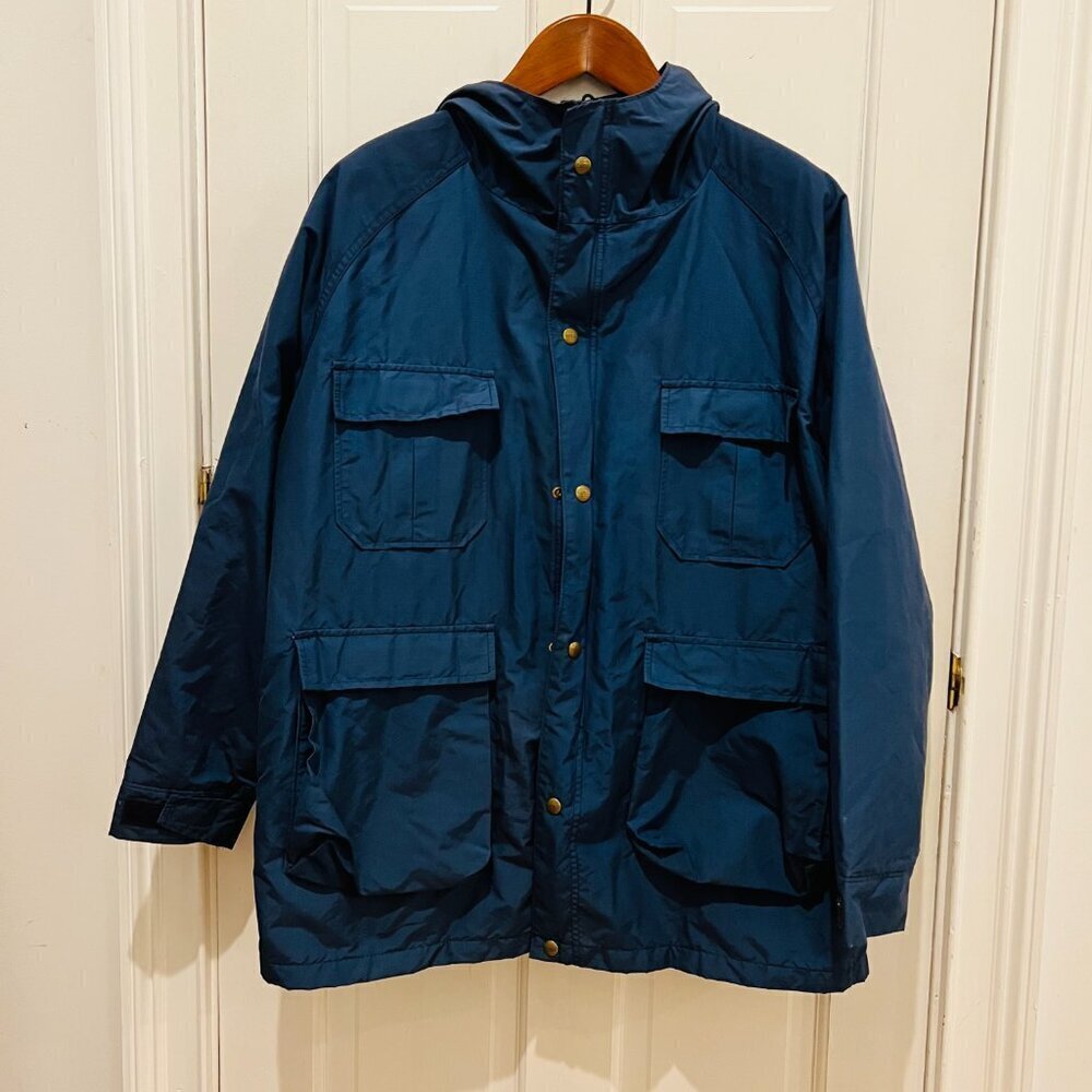 Vintage LL Bean Baxter State Navy Blue Outdoor Mountain Guide Parka Shell XL